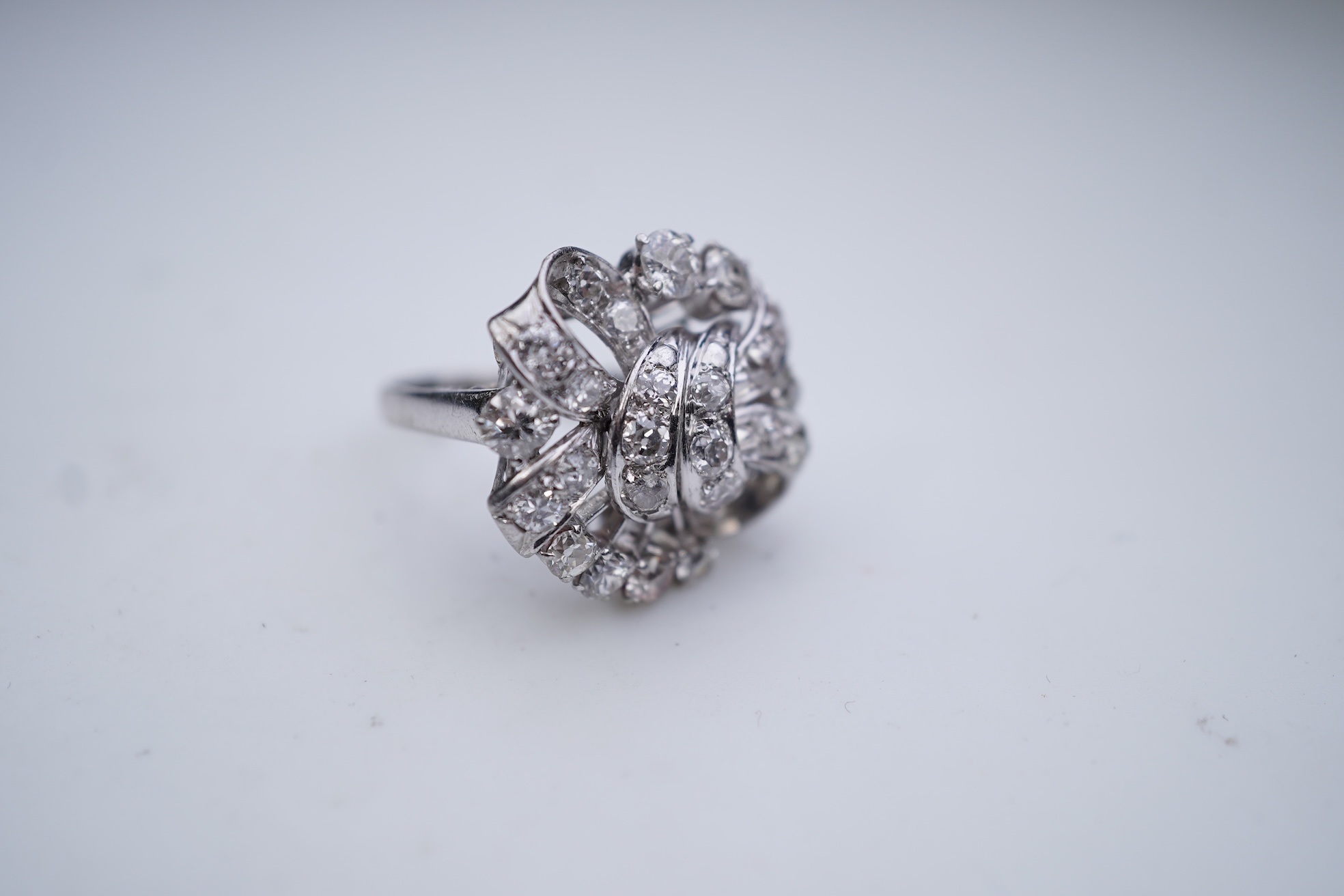 A diamond cocktail ring, mid 20th century